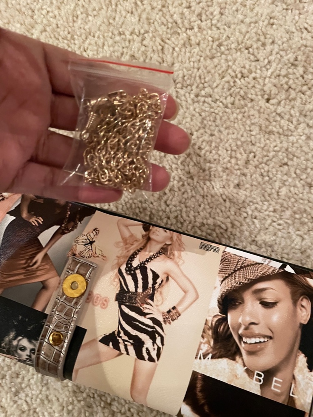 Women's Photo-Collage Print Clutch Handbag - Brown Tan. - Picture 7 of 11